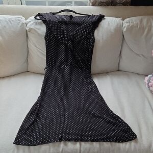 H&M Black Midi Dress with White Dots